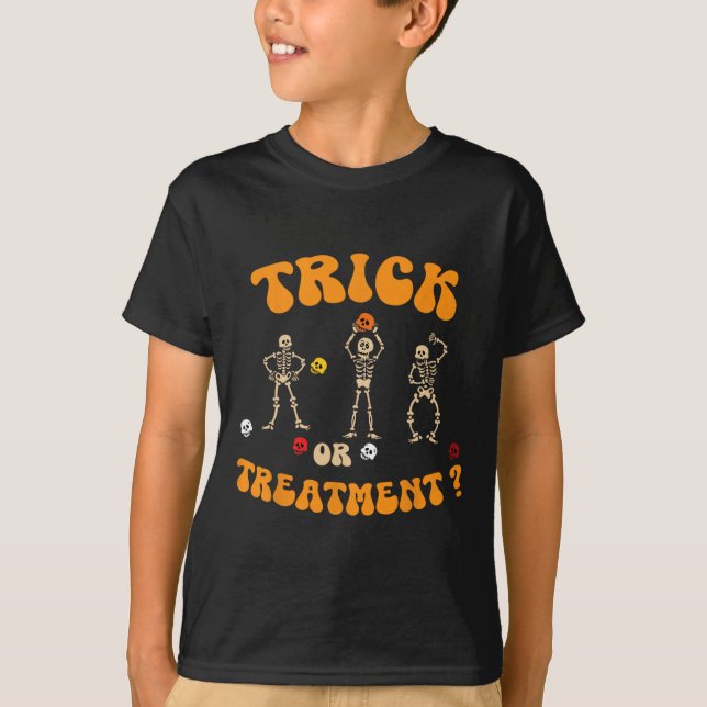 Trick Or Treatment Physical Therapy Skeleton Pt Ha T-Shirt (Front)