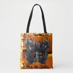 Trick or Treats Black Mask Designed Tote Bag