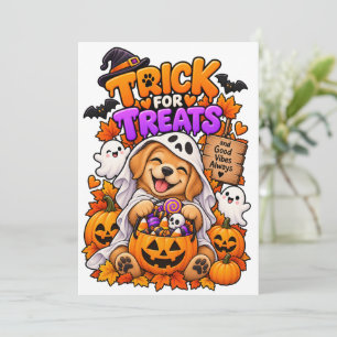 Trick or Treats Cute Halloween Dog Invitation