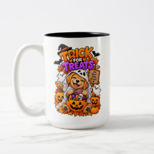 Trick or Treats More Treats Cute Halloween Puppy Two-Tone Coffee Mug