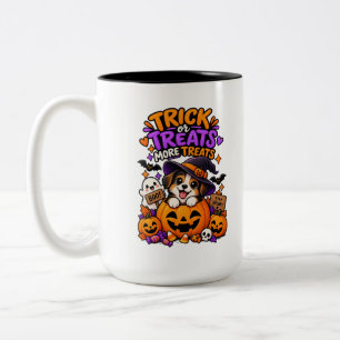Trick or Treats More Treats Cute Halloween Puppy Two-Tone Coffee Mug