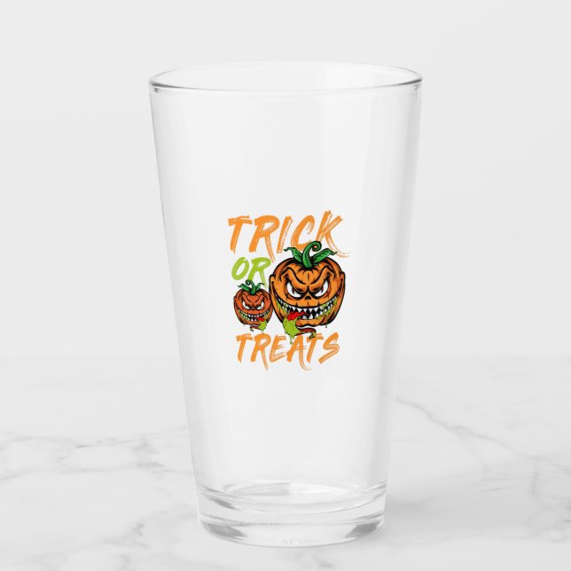 Trick or Treats with Funny Chilli Jack-o'-Lanterns Glass (Front)