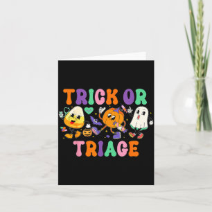 Trick Or Triage Nurse Ghost Pumpkin Halloween Card