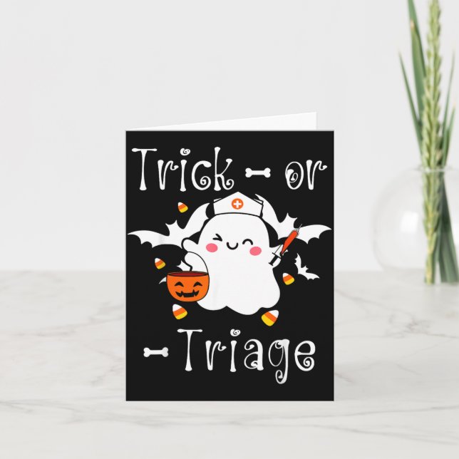Trick Or Triage Triage Nurse Ghost Halloween Card (Front)