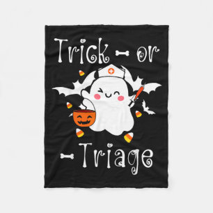 Trick Or Triage Triage Nurse Ghost Halloween Fleece Blanket