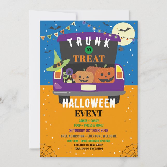 Trick or Trunk Event Halloween Car Party Invitation (Front)
