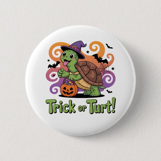 Trick or Turt Funny Turtle Halloween 6 Cm Round Badge (Front)