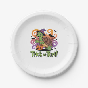 Trick or Turt Funny Turtle Halloween Paper Plate