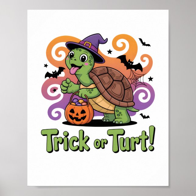 Trick or Turt Funny Turtle Halloween Poster (Front)