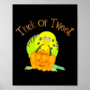 Trick Or Tweet Parakeet Budgie Mum Halloween Bird  Poster