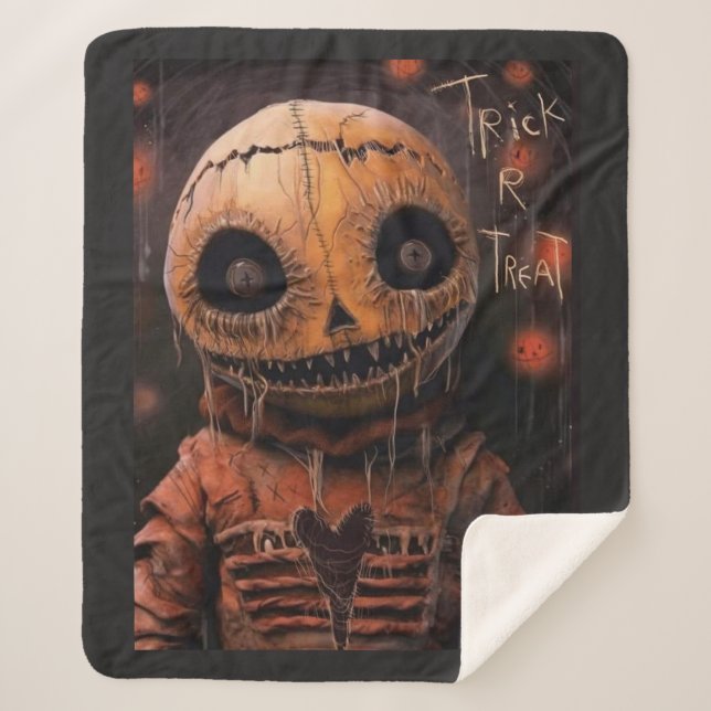 Trick r Treat Skeleton – Spooky Halloween Skeleton Sherpa Blanket (Front)