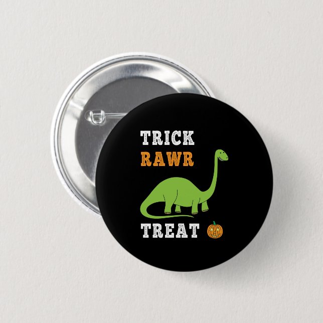 Trick Rawr Treat Cute Halloween Brontosaurus Dino 6 Cm Round Badge (Front & Back)
