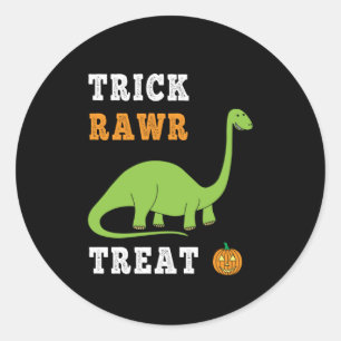 Trick Rawr Treat Cute Halloween Brontosaurus Dino Classic Round Sticker