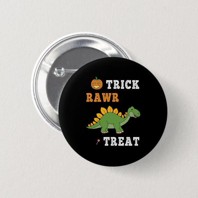 Trick Rawr Treat Cute Halloween Stegosaurus Dino 6 Cm Round Badge (Front & Back)