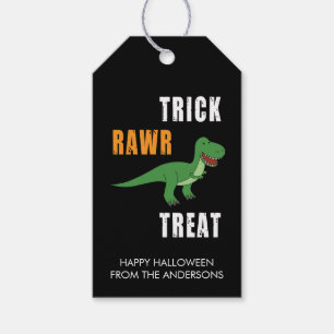 Trick Rawr Treat Cute Halloween Tyrannosaurus Rex Gift Tags