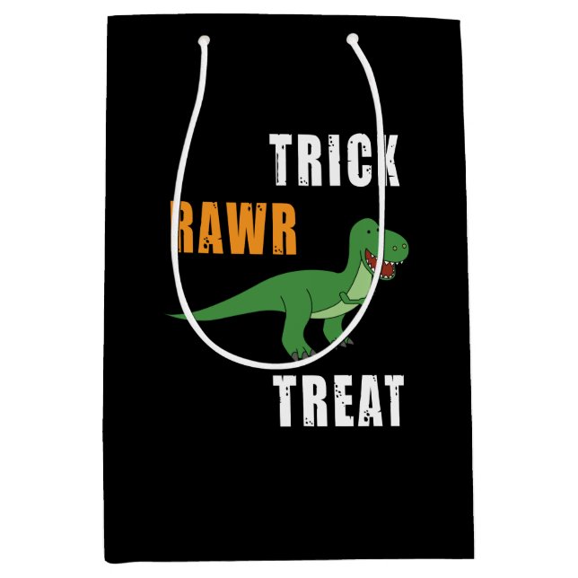 Trick Rawr Treat Cute Halloween Tyrannosaurus Rex Medium Gift Bag (Front)
