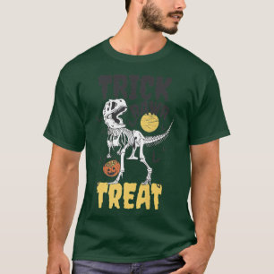 Trick Rawr Treat Dinosaur Halloween TRe Skeleton T-Shirt