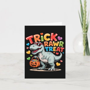 Trick Rawr Treat Dinosaur Trex Toddler Boys Hallow Card