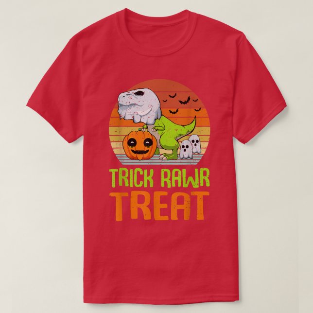 Trick Rawr Treat Funny Dinosaur Tre Halloween Cost T-Shirt (Design Front)