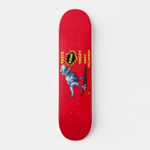 "TRICK RAWR TREAT" funny halloween dinosaur Skateboard