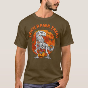 Trick Rawr Treat Funny Halloween T Re Dinosaur Ske T-Shirt