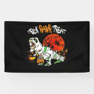 Trick Rawr Treat Halloween Dinosaur T Rex Pumpkin Banner