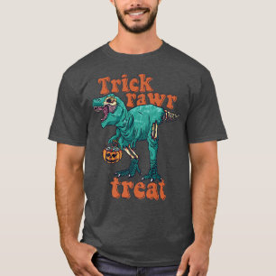 Trick Rawr Treat Skeleton Zombie T Rex Halloween D T-Shirt