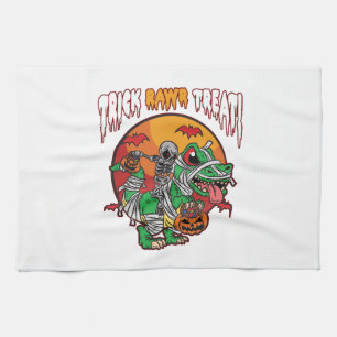 Trick Rawr Treat Spooky Halloween Dinosaur Tea Towel