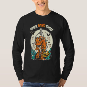Trick Rawr Treat T Rex Dinosaur And Skeleton Hallo T-Shirt