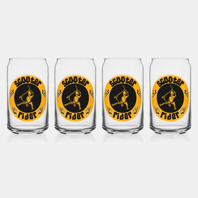 Trick Scooter Rider Can Glass (Front)