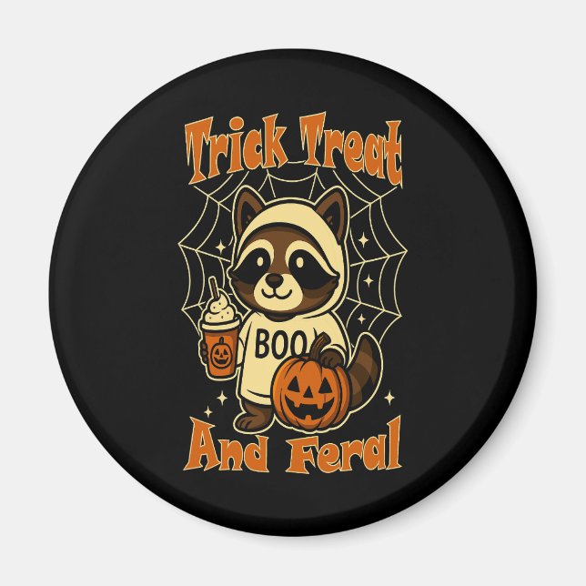 Trick Treat and Feral Cute Halloween Magnet (Front)