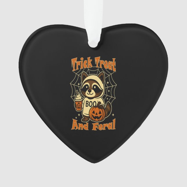 Trick Treat and Feral Cute Halloween Ornament (Front)