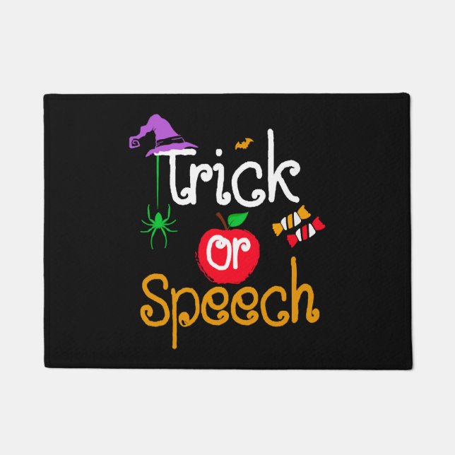 Tricks Or Speech Languages Teacher Halloween Doormat (Front)