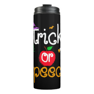 Tricks Or Speech Languages Teacher Halloween Thermal Tumbler