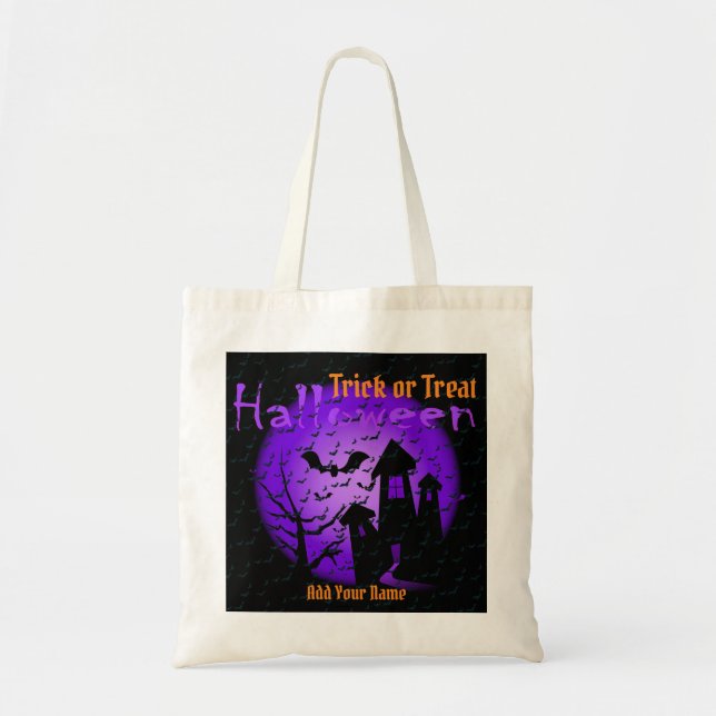 Tricks or Treats Happy Halloween Tote Bag (Front)