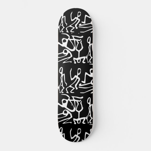 Tricks Stunts Stickmen Black White Skateboard (Front)