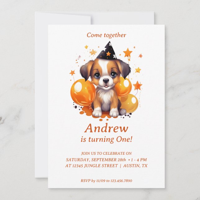 Tricks, Treats, Tails: Birthday Party Invitation (Front)