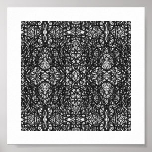 Trickster Black and White Abstract India Ink Art Poster