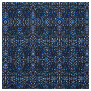 Trickster Blue Black Abstract India Ink Art Fabric