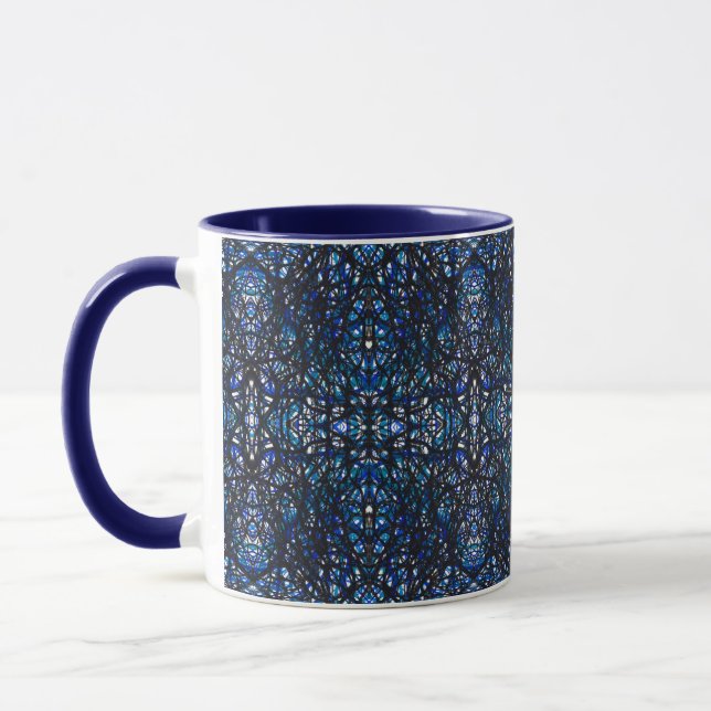 Trickster Blue Black Abstract India Ink Art Mug (Left)