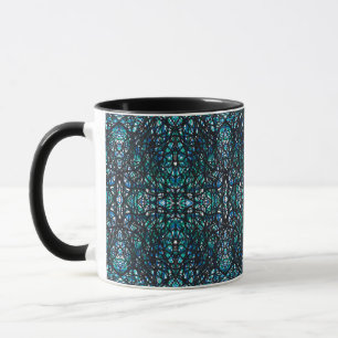 Trickster Blue Green Black Abstract India Ink Art Mug