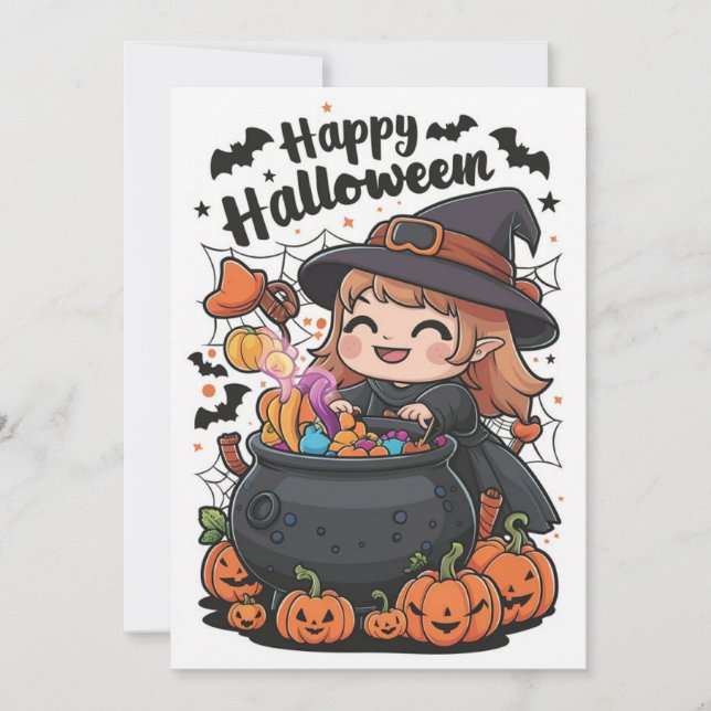 Trickster Simple Happy Halloween Holiday Card (Front)