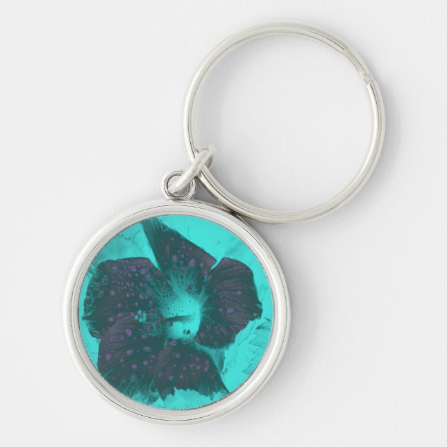 Tricolor Abstract Hibiscus Key Ring (Front)