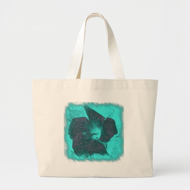 Tricolor Abstract Hibiscus Large Tote Bag (Front)
