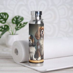 Tricolor and Blenheim Cavalier King Charles  Water Bottle