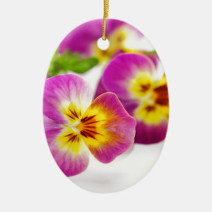 Tricolor   anniversary   flower   Pansy   cute   B Ceramic Tree Decoration