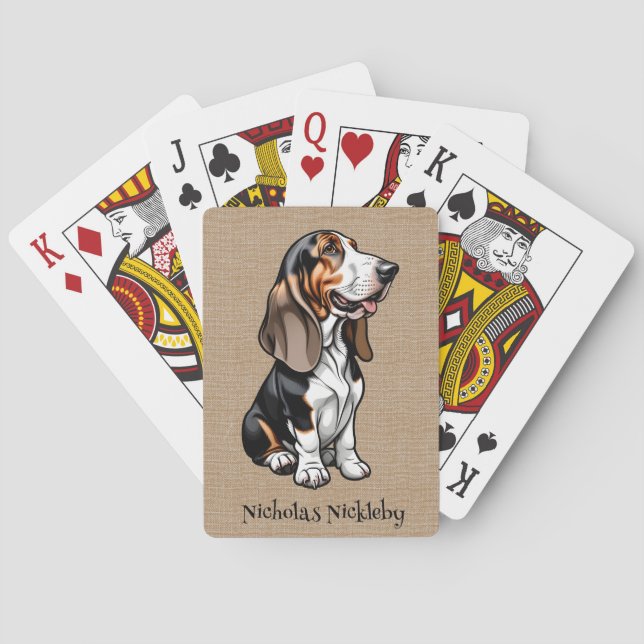 Tricolor Basset Hound Playing Cards (Back)