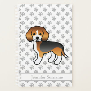 Tricolor Beagle Cute Cartoon Dog & Text Planner
