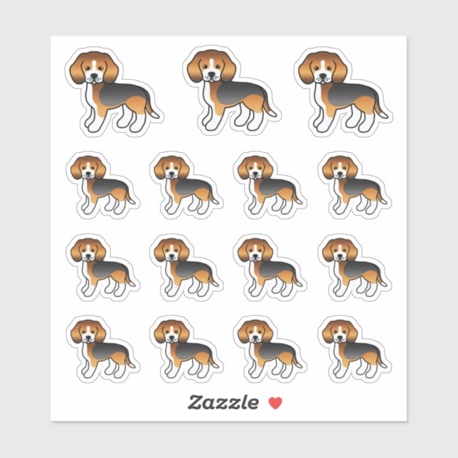 Tricolor Beagle Cute Cartoon Dogs (Sheet)