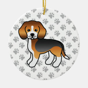 Tricolor Beagle Dog Cute Cartoon Illustration Ceramic Tree Decoration